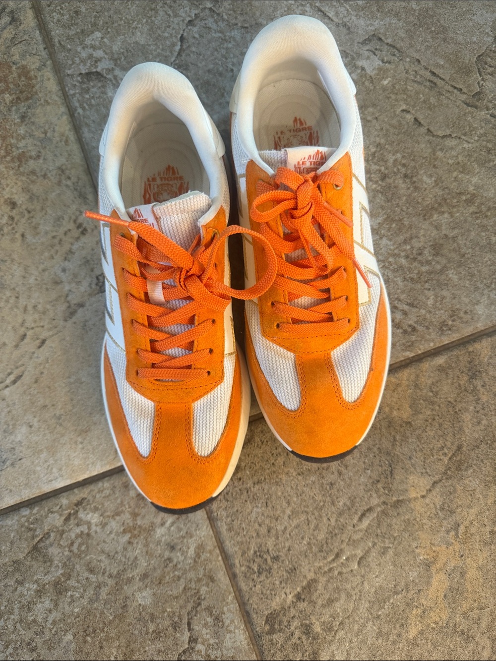 Womans Orange and White Athletic Sneakers - Unbranded